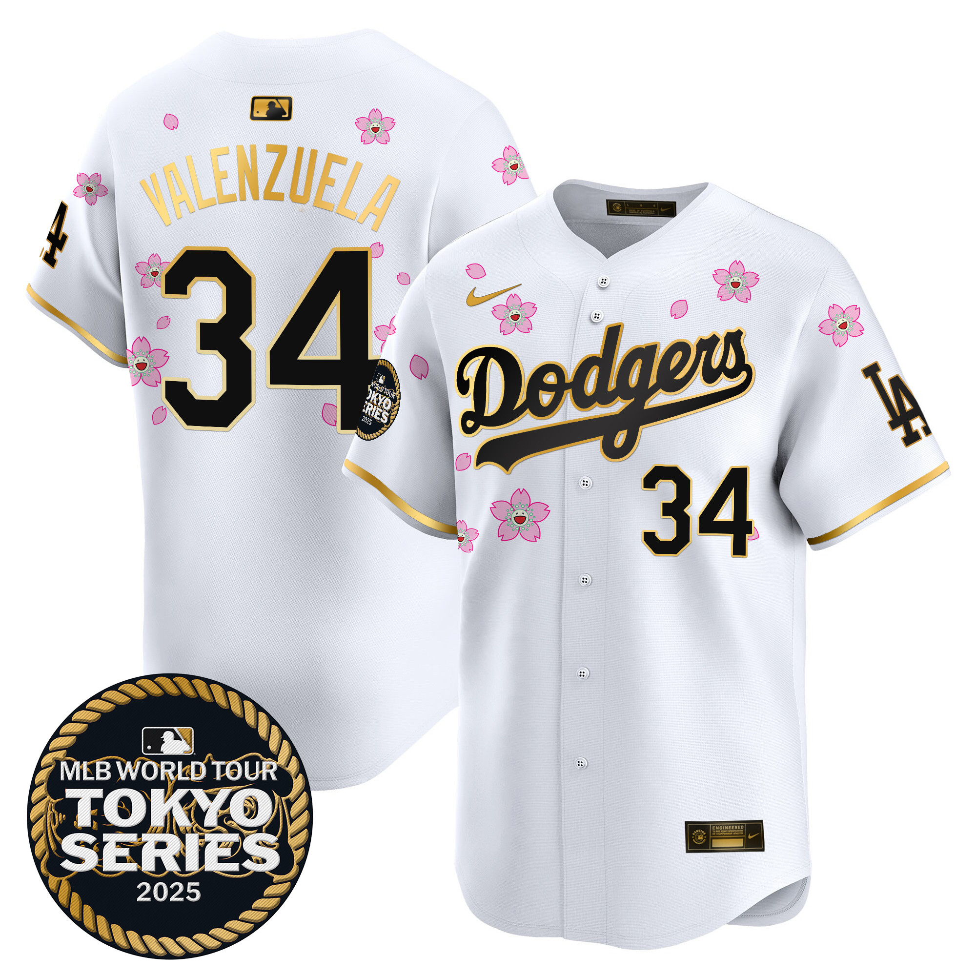 Men Los Angeles Dodgers #34 Valenzuela white Tokyo Series  Limited Stitched 2025 Jersey 2